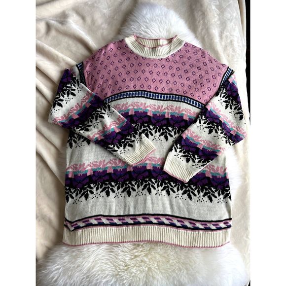 Vintage 80s Amanda Ashley Geometric Pattern Sweater, Size Large 22/42 - Picture 1 of 5